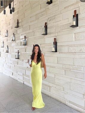Rumored Lemon Yellow Maxi Slip Dress